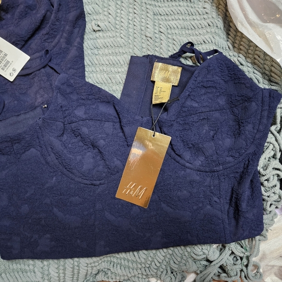 H&M Tops - H&M Blue Corset Crop Top